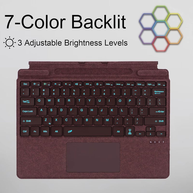 Zoof Type Cover for Microsoft Surface Pro 13 inch, Compatible with Surface Pro 13"(11th Edition) / Pro 11 / Pro 10 / Pro 9 / Pro 8 / Pro X, Portable Slim Bluetooch Keyboard with Touchpad, Pen Holder - Image 3
